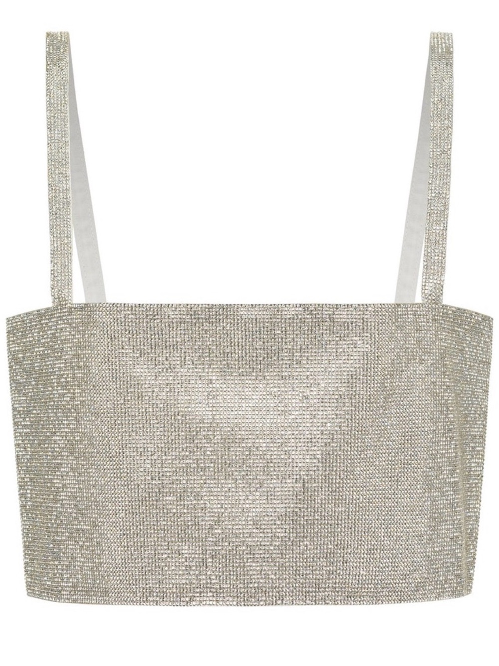 12th Tribe Silver Rhinestone Embellished Crop Tank